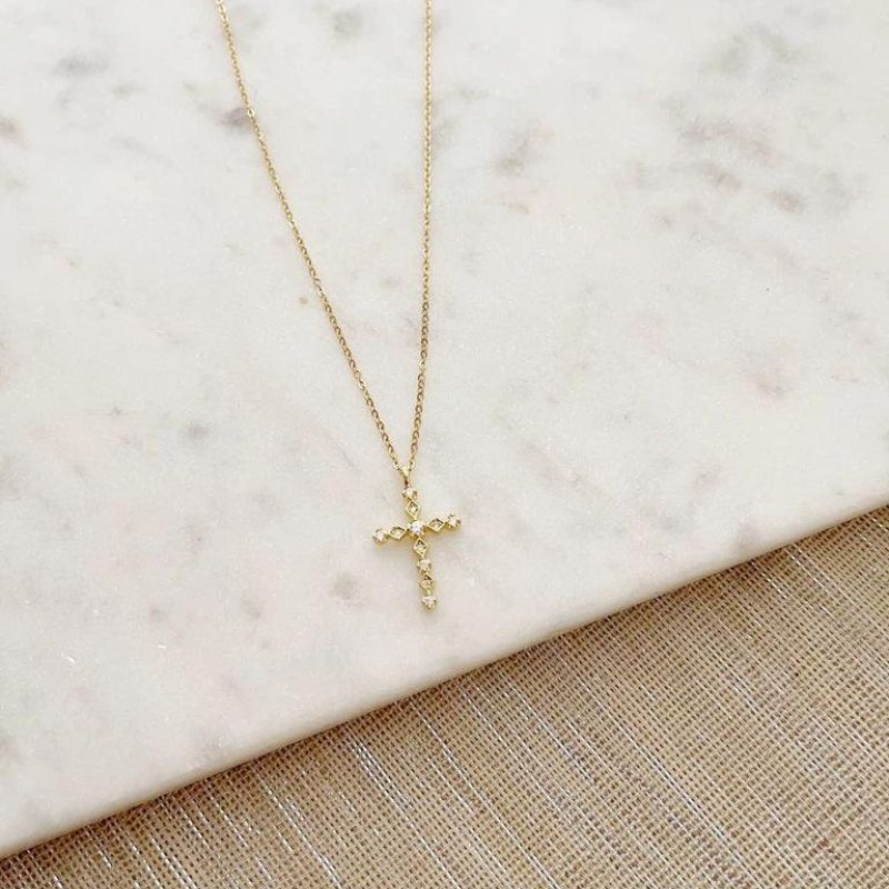 Aria Cross Charm With CZ Necklace