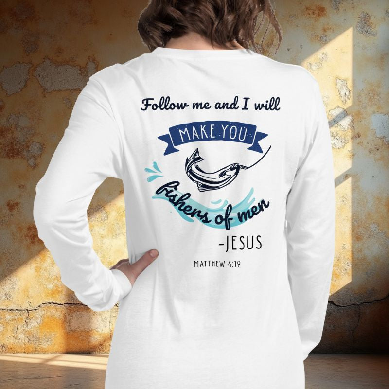 Fishers of Men with Fish Symbol 2-Sided Long Sleeve T-Shirt