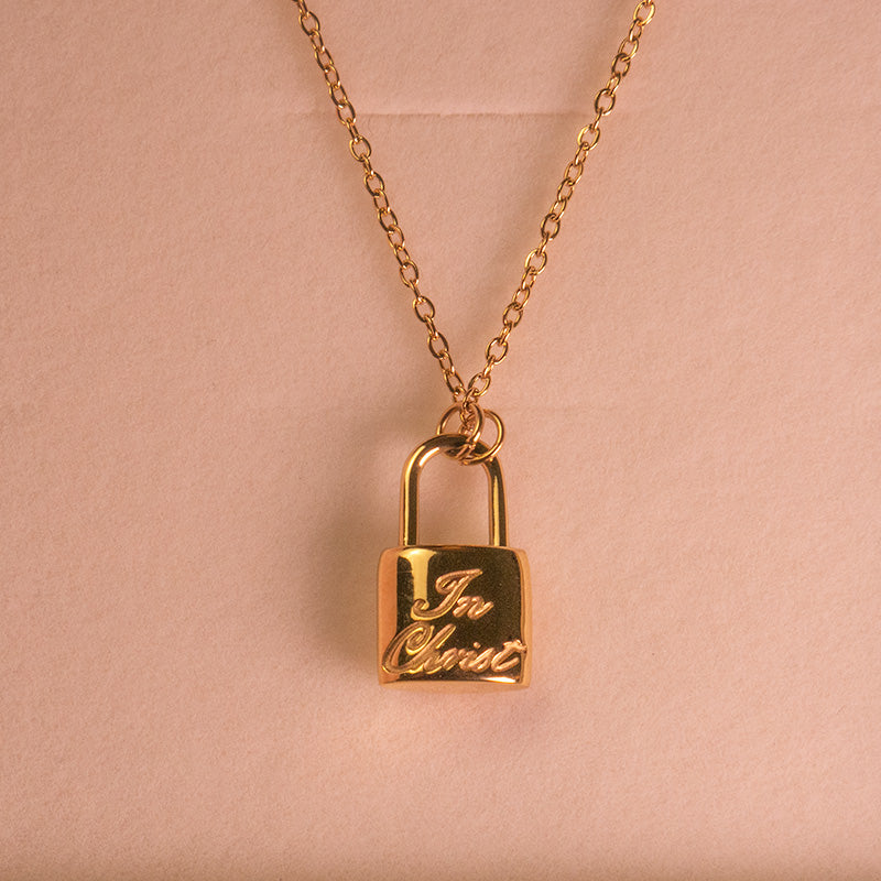 In Christ Cross Lock Yellow Gold Necklace