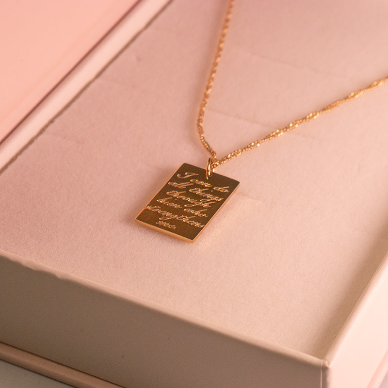 Philippians 4:13 Yellow Gold Necklace