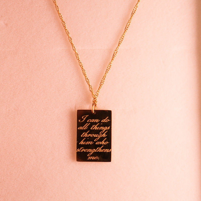 Philippians 4:13 Yellow Gold Necklace
