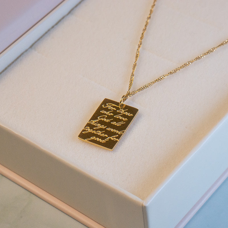 Romans 8:28 Yellow Gold Necklace