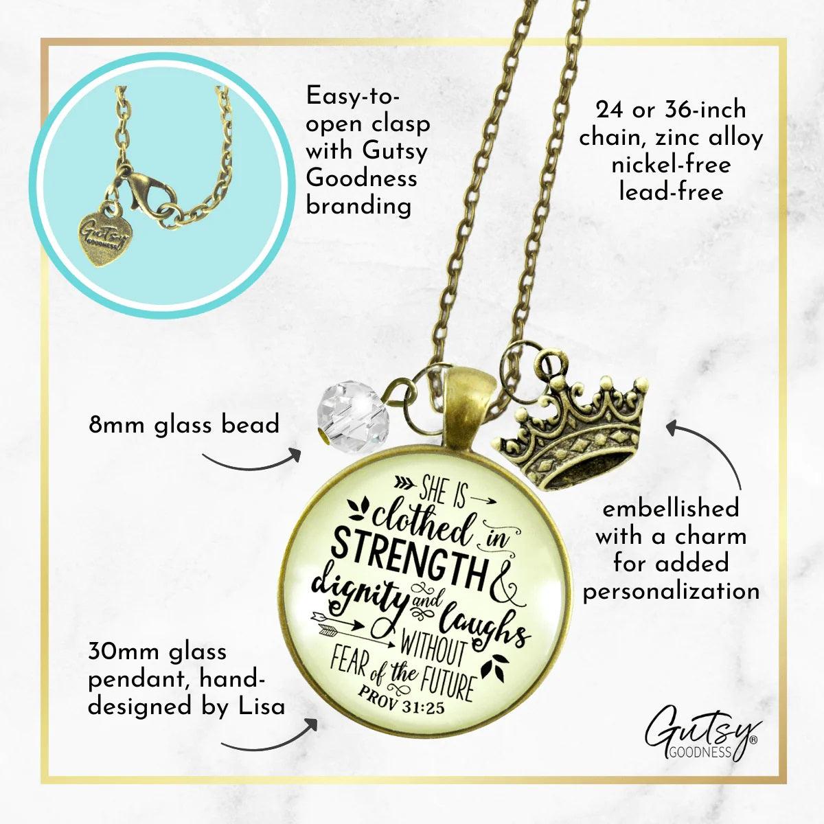 She Is Clothed In Strength & Dignity Necklace - Amela&