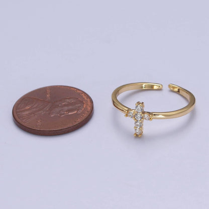 Minimalist CZ Crystal Cross Gold-Plated Ring