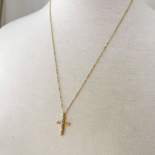 Aria Cross Charm With CZ Necklace