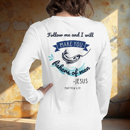 Fishers of Men with Fish Symbol 2-Sided Long Sleeve T-Shirt