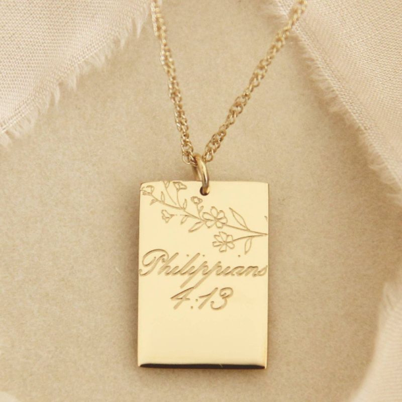 Philippians 4:13 Yellow Gold Necklace