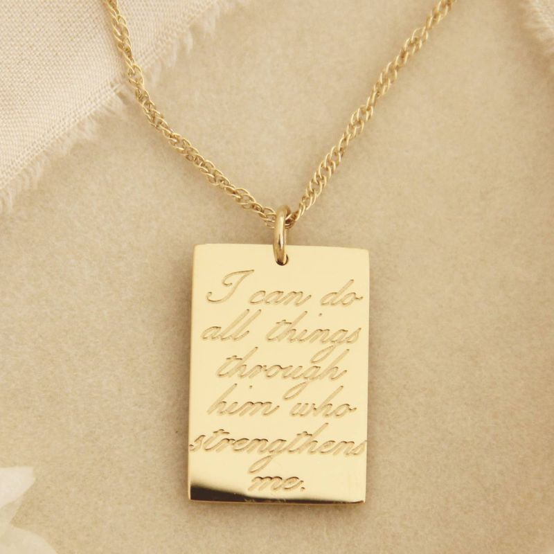 Philippians 4:13 Yellow Gold Necklace