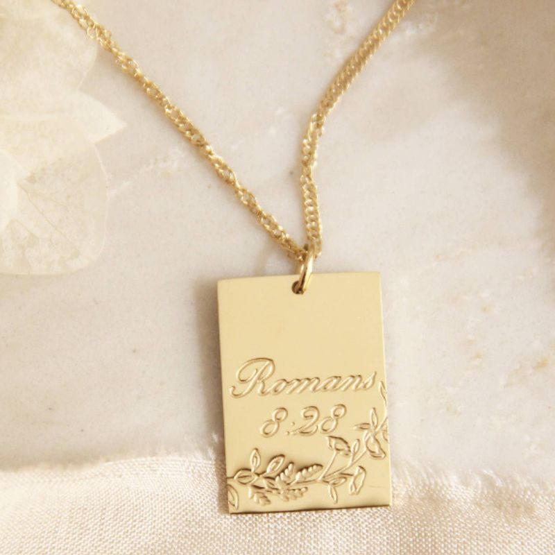 Romans 8:28 Yellow Gold Necklace