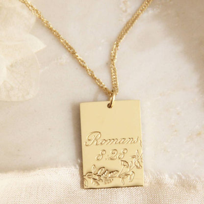 Romans 8:28 Yellow Gold Necklace