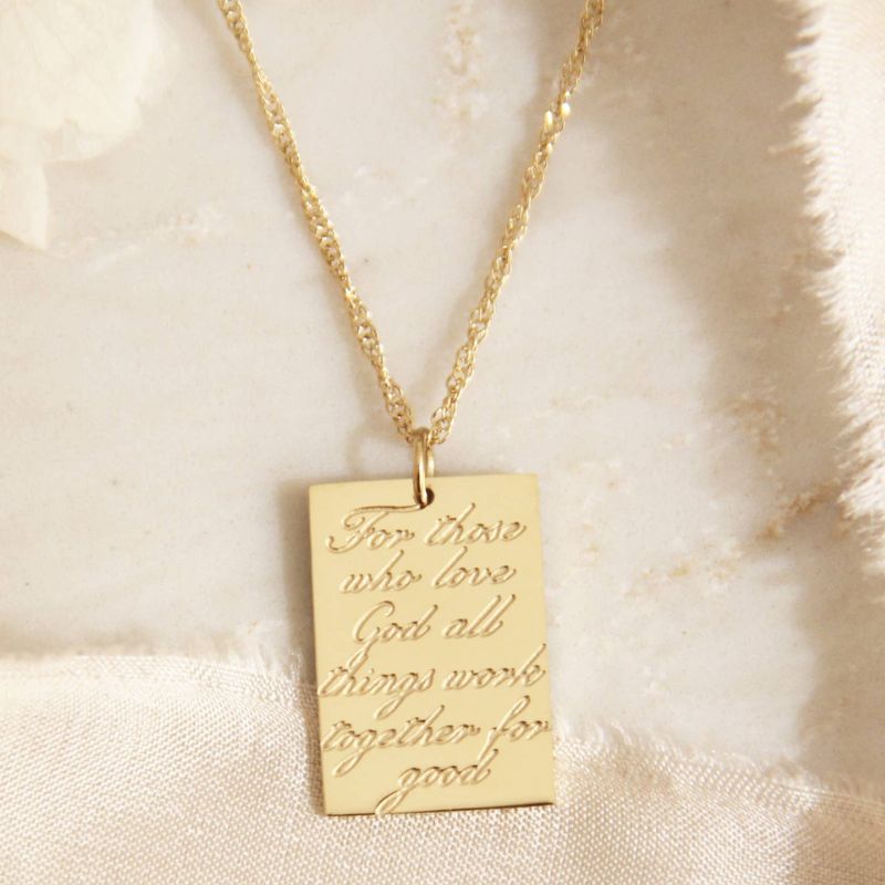 Romans 8:28 Yellow Gold Necklace