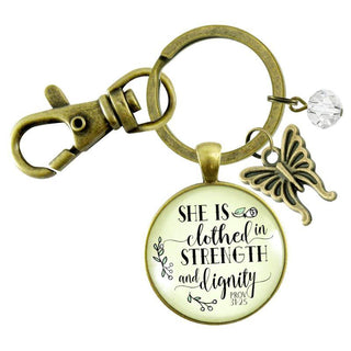 She Is Clothed In Strength & Dignity Keychain