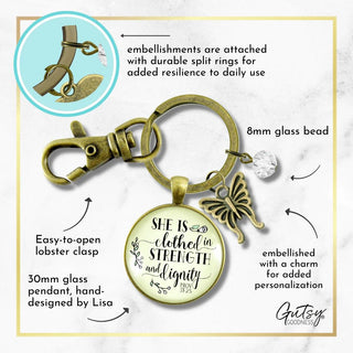 She Is Clothed In Strength & Dignity Keychain - Amela's Chamber