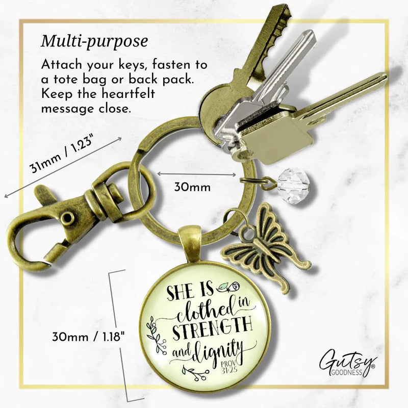 She Is Clothed In Strength & Dignity Keychain