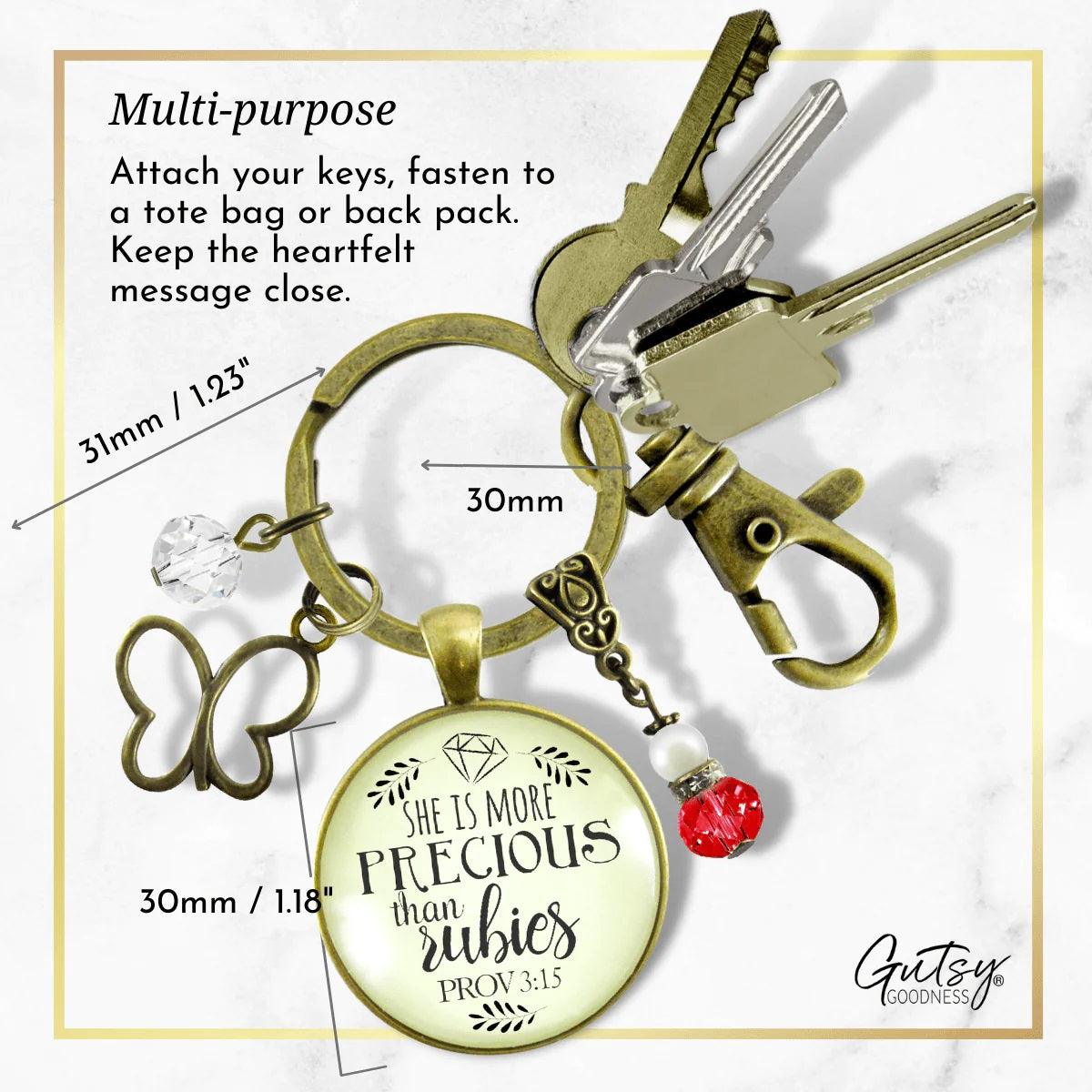 She Is More Precious Than Rubies Keychain - Amela&