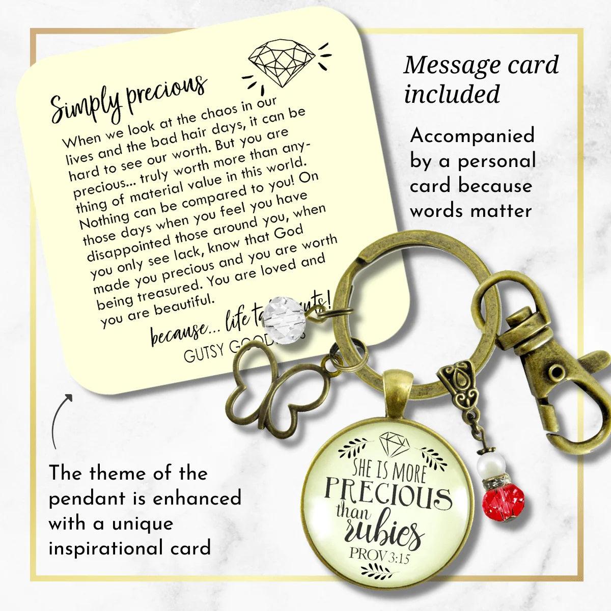 She Is More Precious Than Rubies Keychain - Amela&