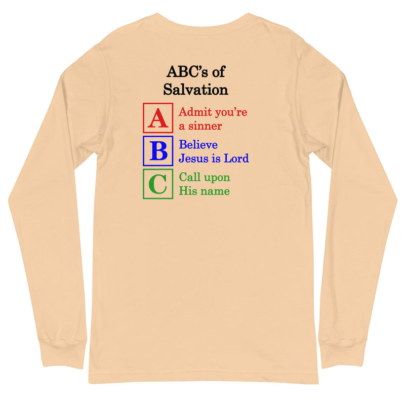 But God with ABC's of Salvation 2-Sided Long Sleeve T-Shirt (Lighter Colors) - Amela's Chamber