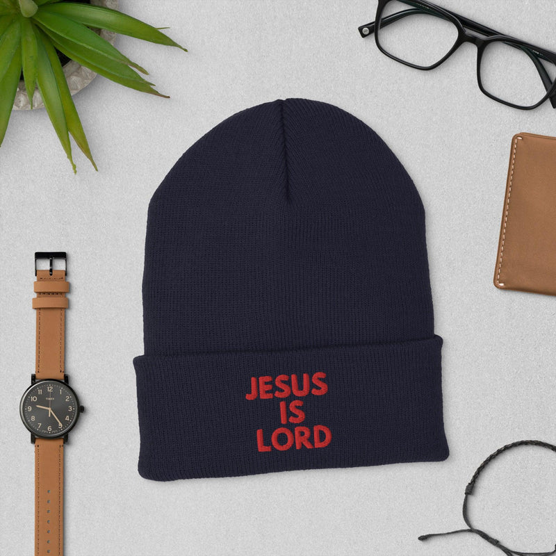 Jesus is Lord Cuffed Christian Beanies - Amela's Chamber