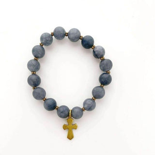 Gray Agate Bracelet with Cross - Amela's Chamber