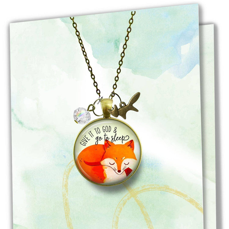 Fox Necklace Keychain Give It To God Go To Sleep Animal