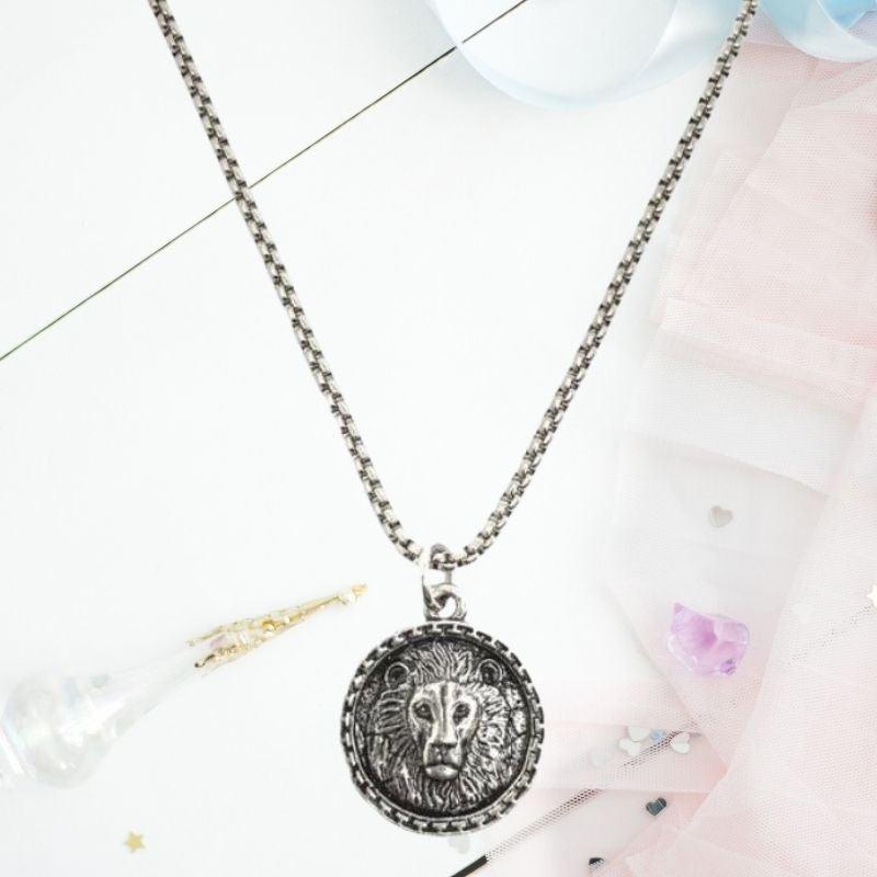 Lion of Judah  Silver Coin Necklace - Amela&