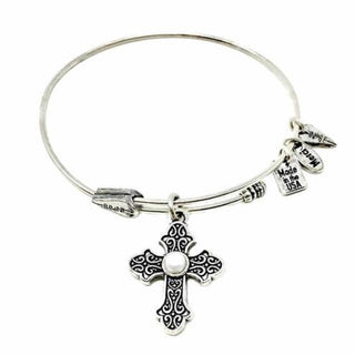 Christian Jewelry - Cross Charm With Pearl Bracelet - Amela's Chamber