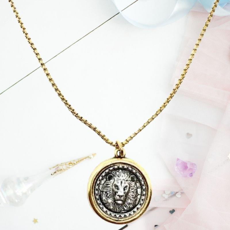 Two-Tone Lion of Judah Coin Necklace With Pendant Holder – Amela's